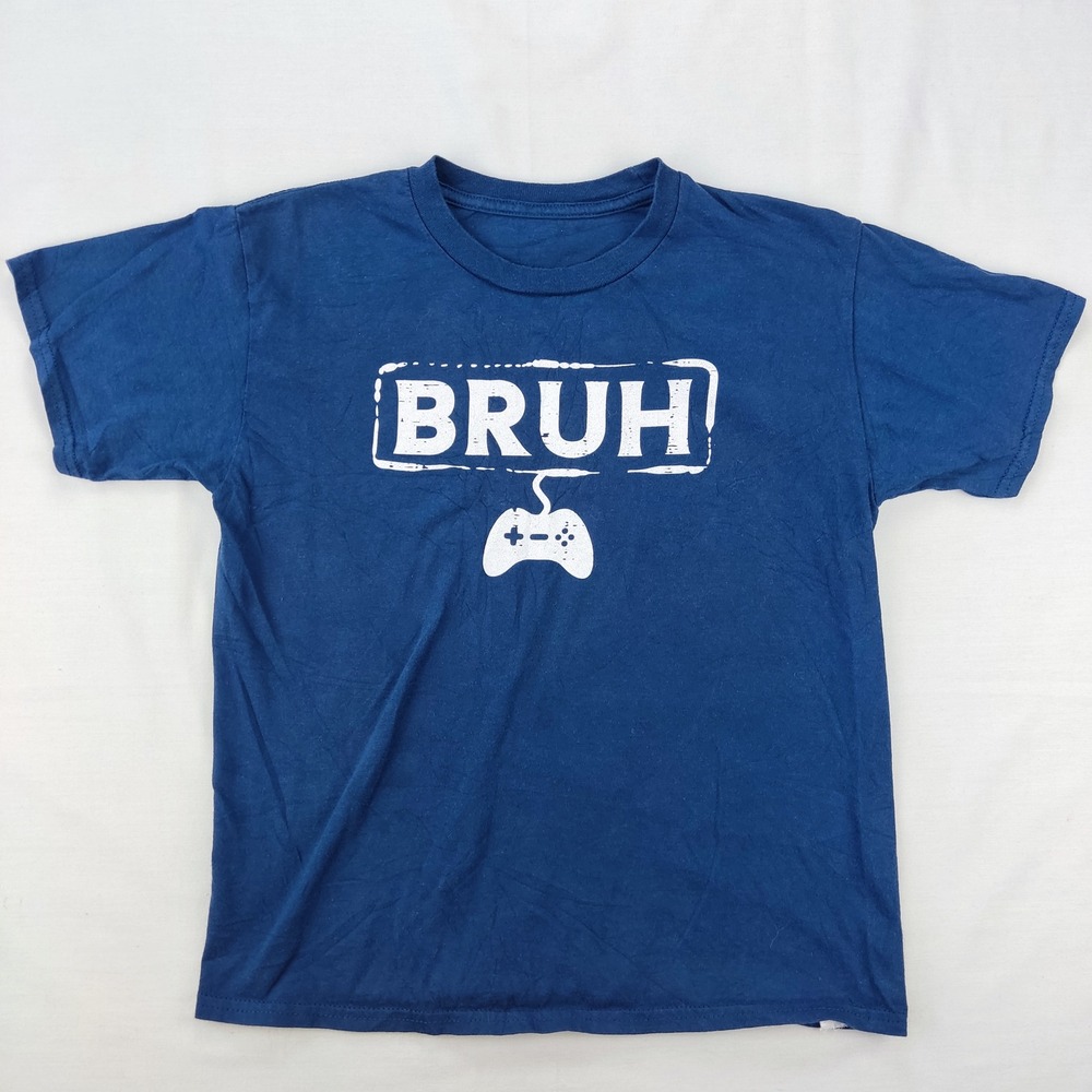 Unbranded T Shirt Youth M Blue BRUH Graphic Gamer Video Game Controller‎ Tee